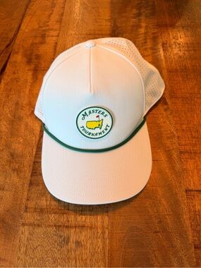Masters Tournament White Golf Hat with Green Trim Performance